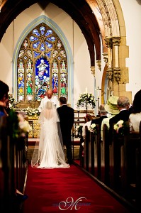 Bride and groom church wedding 