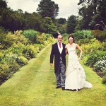 Bovey Castle Wedding couple in gardens by Devon wedding photographer Michael Marker