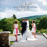 Bride and groom on the terrace at Bovey Castle after the wedding ceremony