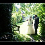 Bride and groom in grounds of Glazebrook House Hotel near Plymouth