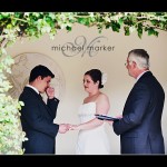 Couple exchanging vows at Devon weddign at Hotel Endsleigh