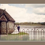 Bride and groom at Bathing House at Pentillie Castle wedding in Cornwall