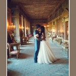 Bride & groom in long gallery at Syon Park wedding in London