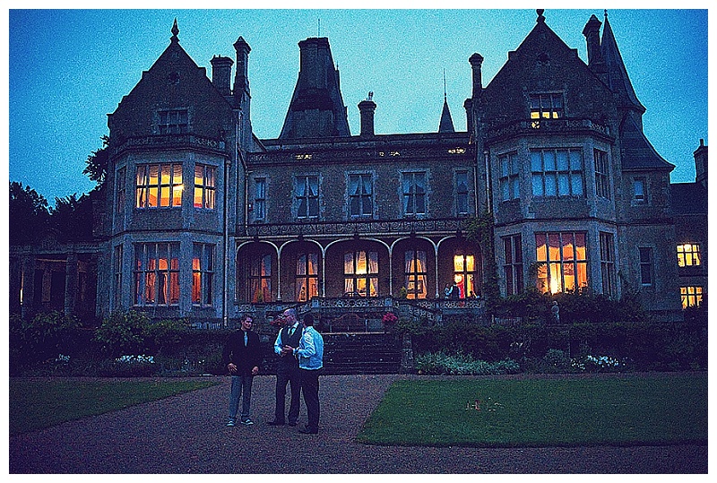 Orchardleigh House wedding in evening 