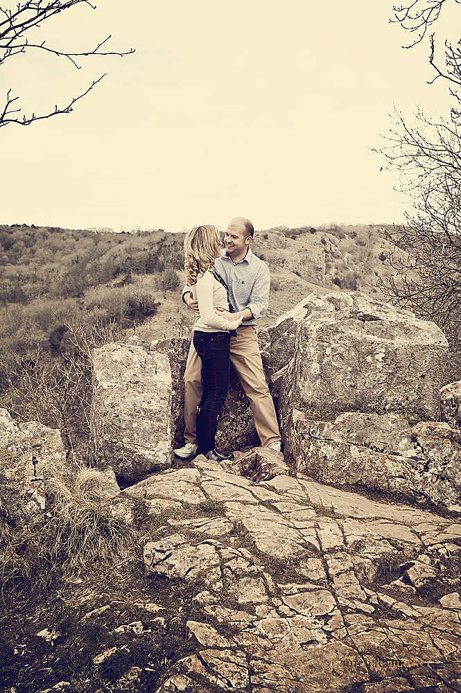 Engaged couple photographed at Gheddar Gorge in Somerset