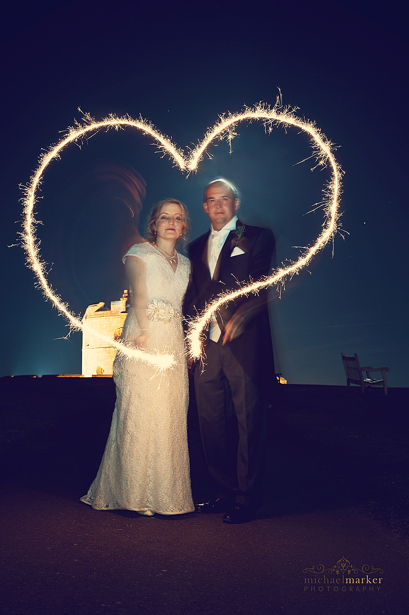 Falmouth wedding sparklers creative photograph of heart shape