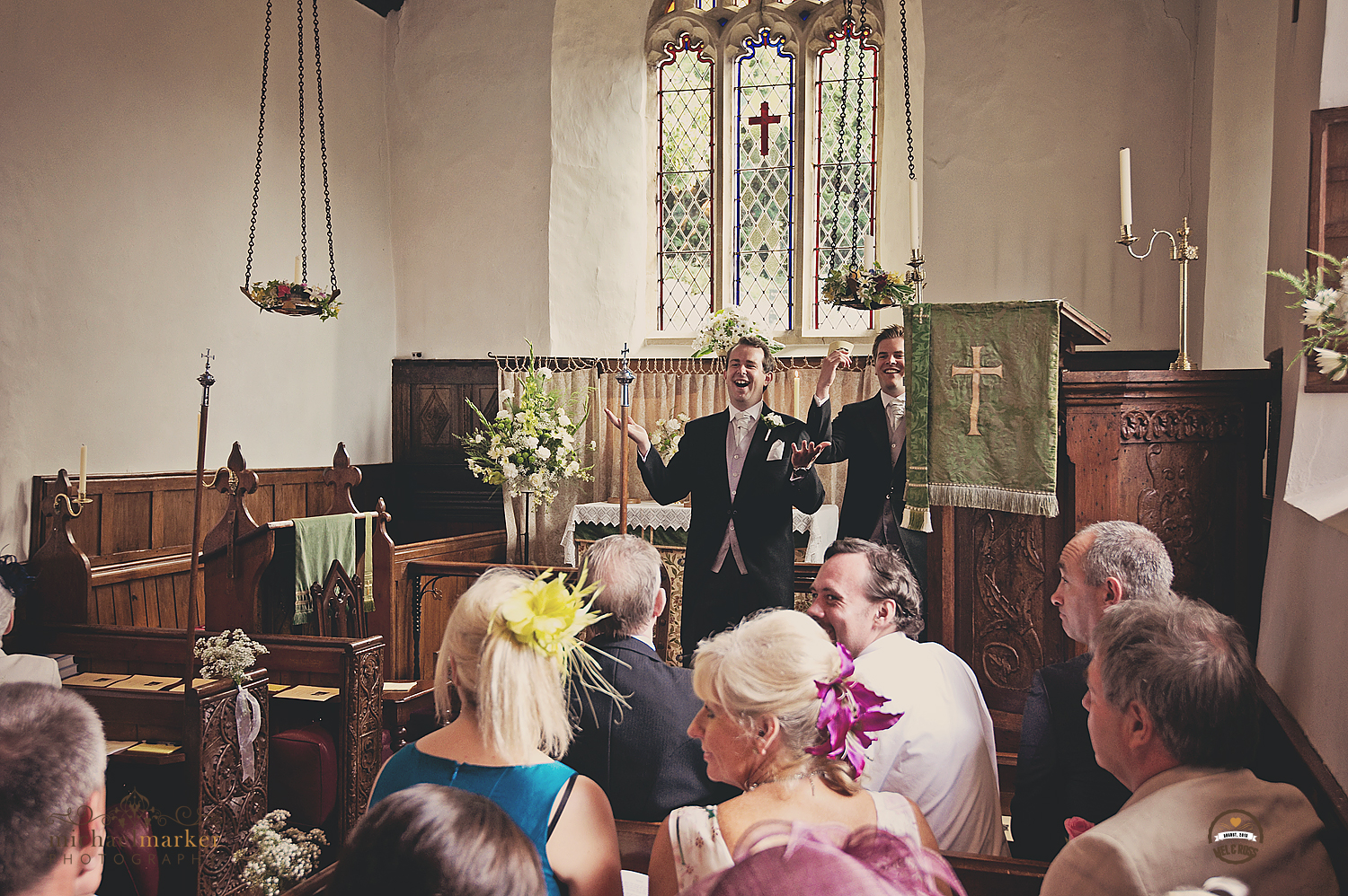 Groom in chapel wedding Devon