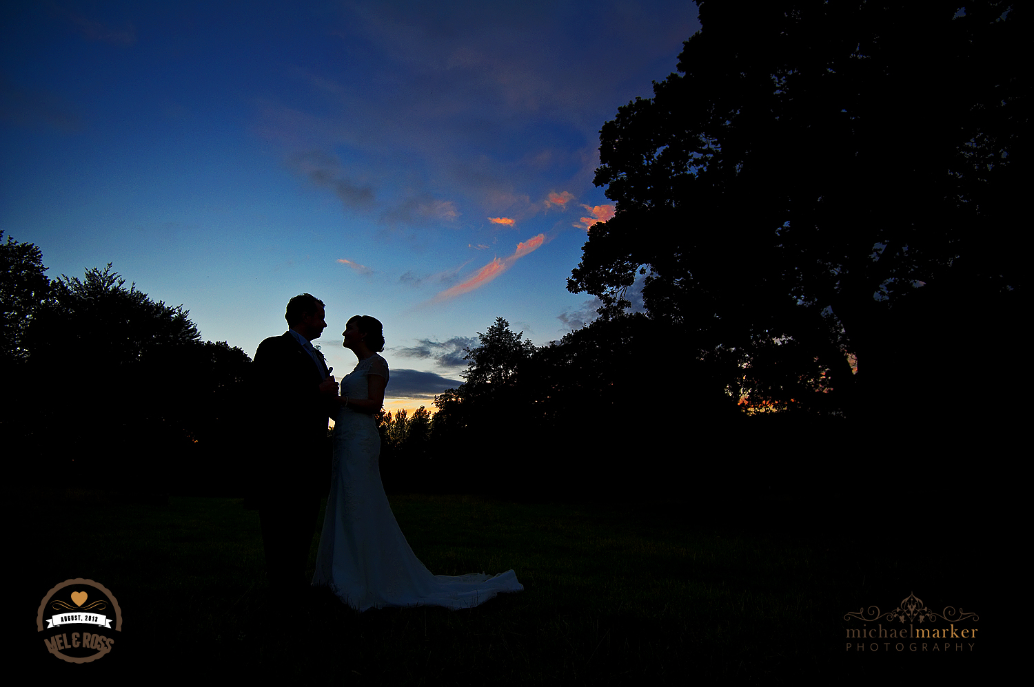 Beautiful Devon sunset at wedding