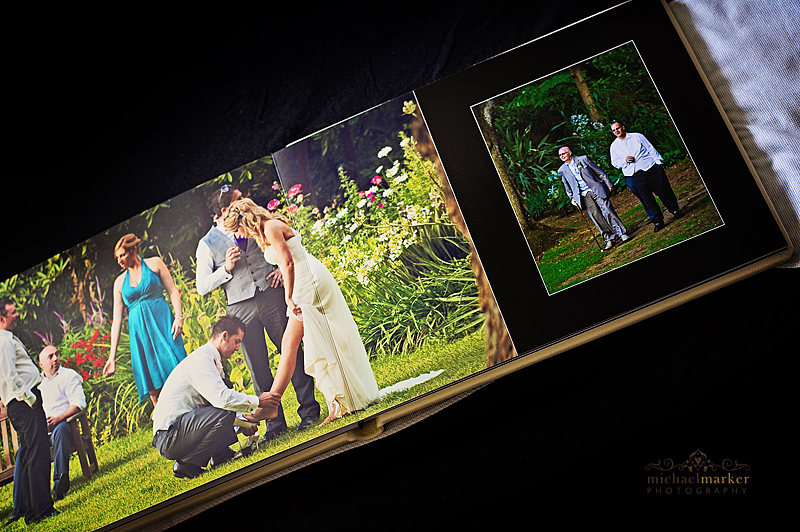 Dorset wedding album pages of bride and groom