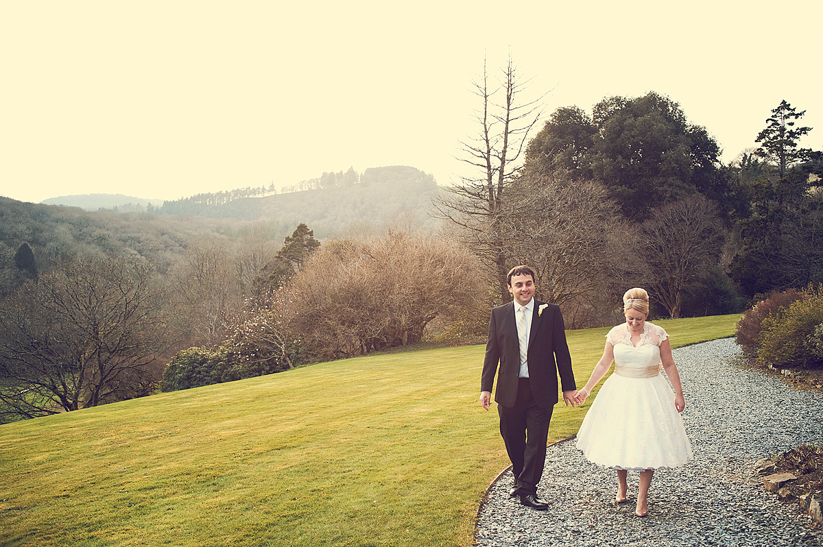 Wedding couple in grounds of luxury venue Hotel Endsleigh