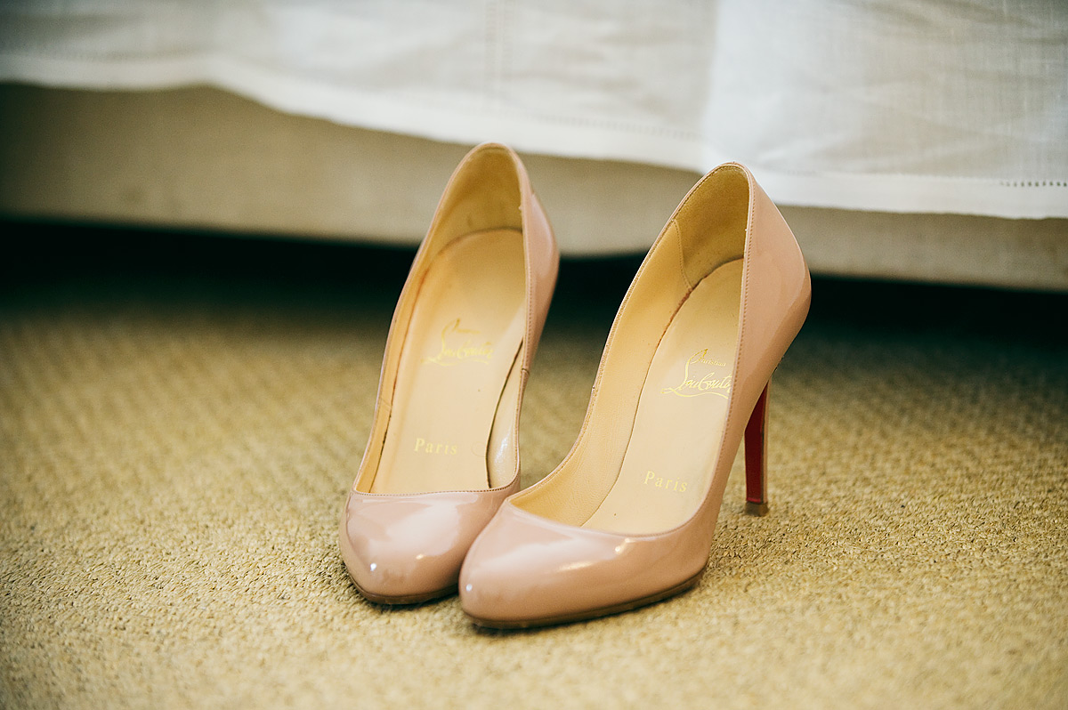 Louboutin wedding shoes Endsleigh winter wedding inDevon