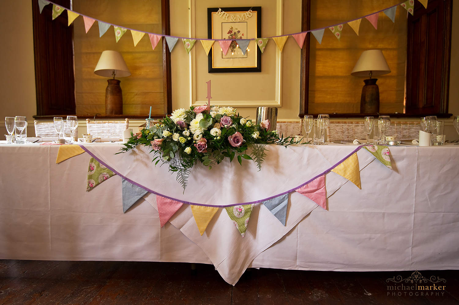 wedding top table and bunting