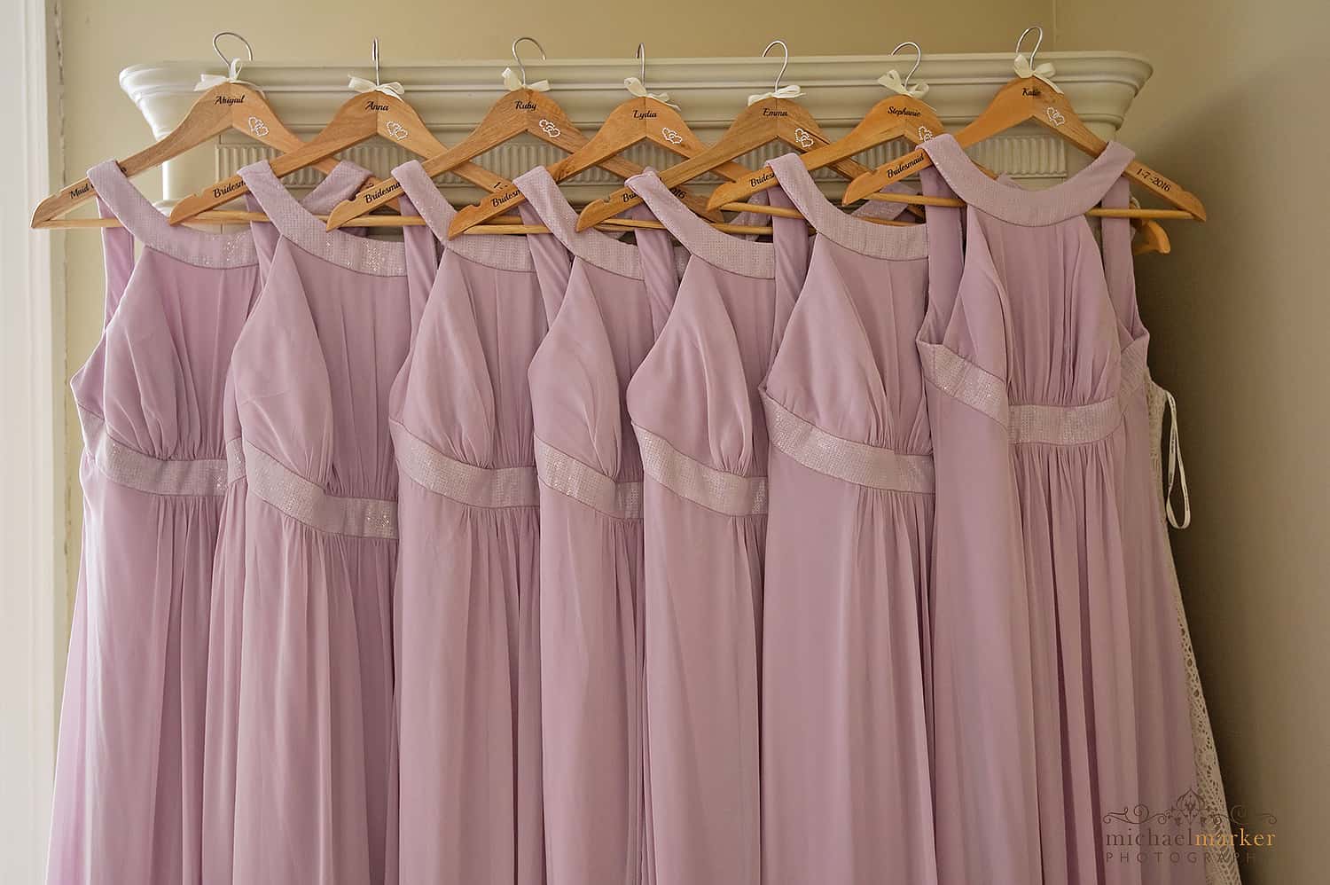 Pink bridesmaid dresses in Devon wedding