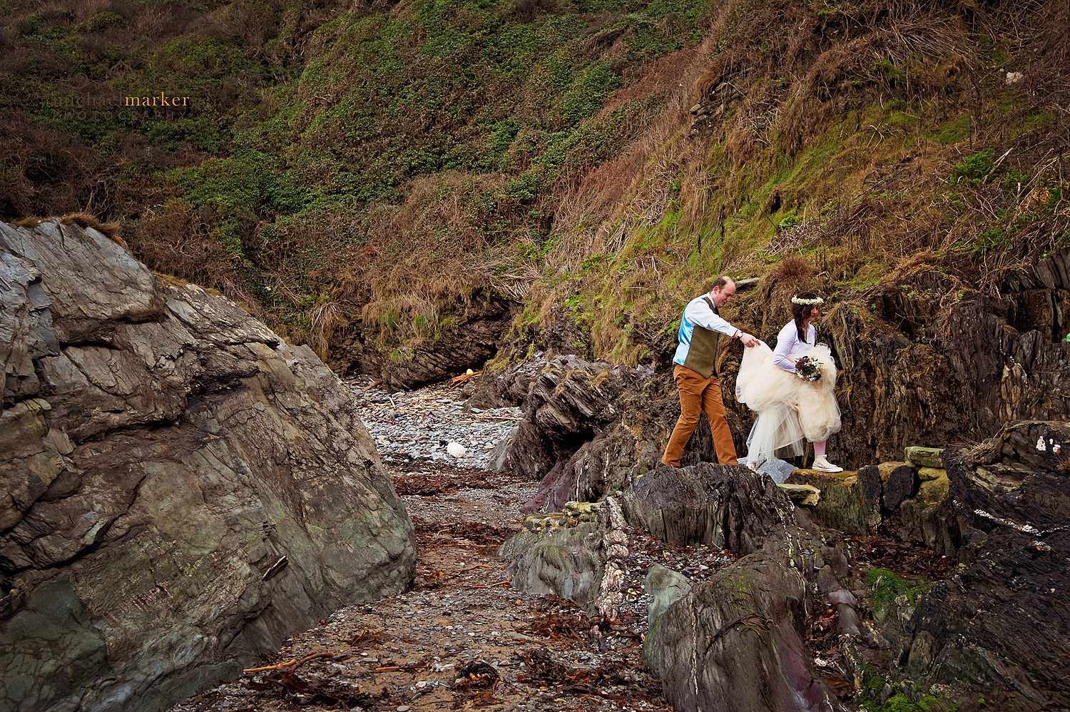 polhawn-beach-wedding-steps