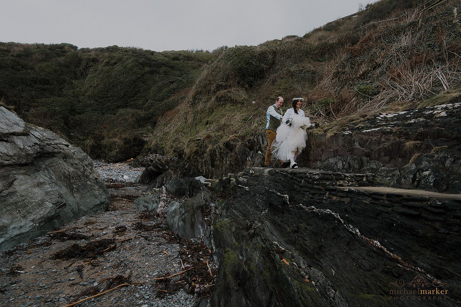 wedding-walk-on-the-cornish-beach-polhawn