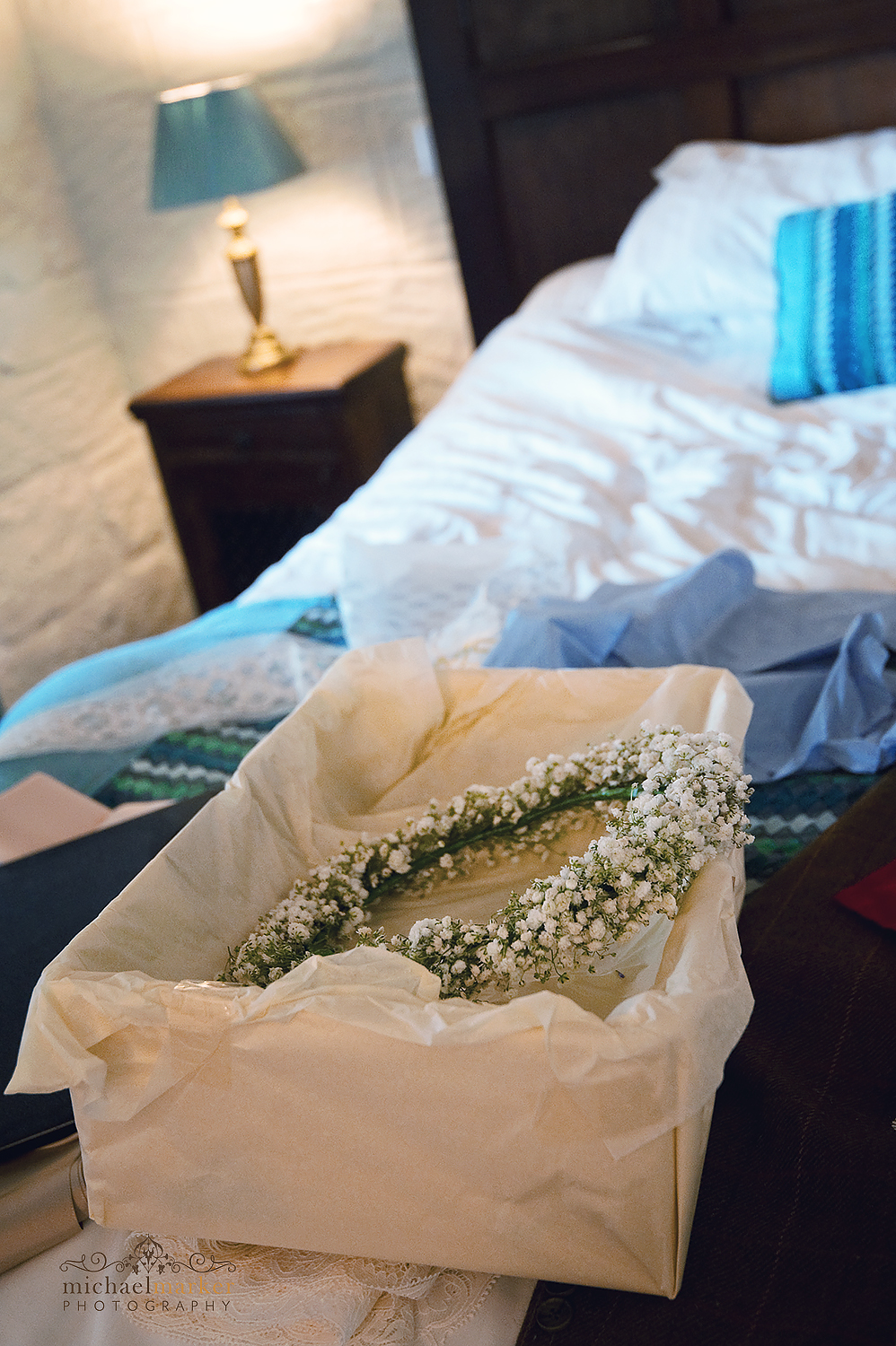 Bride's real floral crown in box