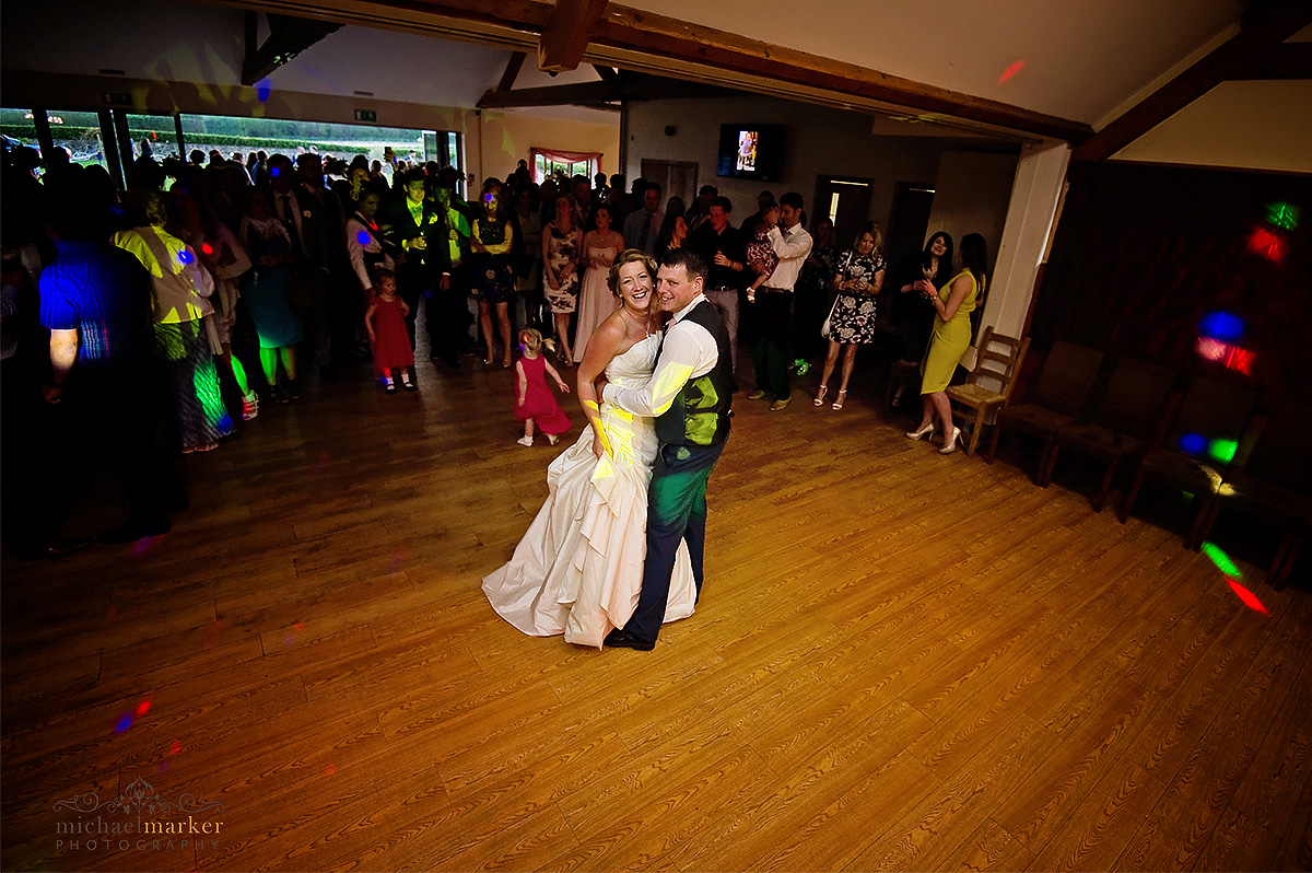 Bride and groom's first dance at devon wedding at Lydford