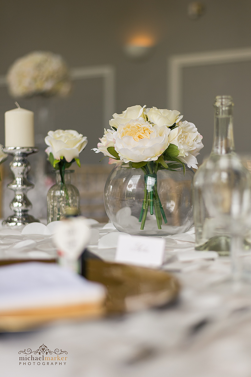 Table decoration at at Mount Edgcumbe wedding