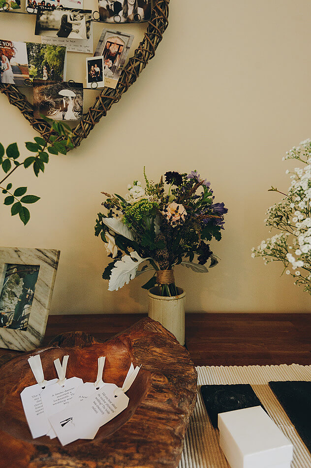 hand tied wedding flowers for a Devon country house wedding