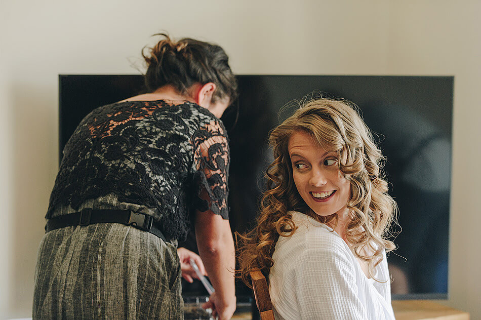 bride getting ready for her Devon wedding