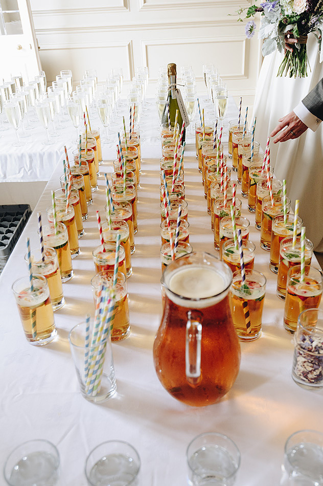 Pimms wedding drinks table at shilstone House