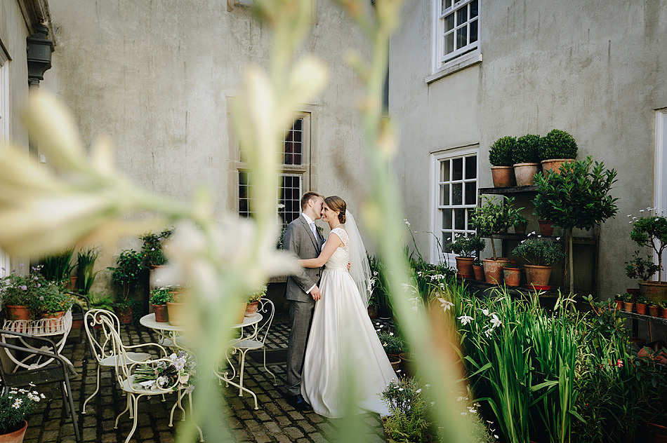 wedding photos in the courtyard at Shilstone House in devon